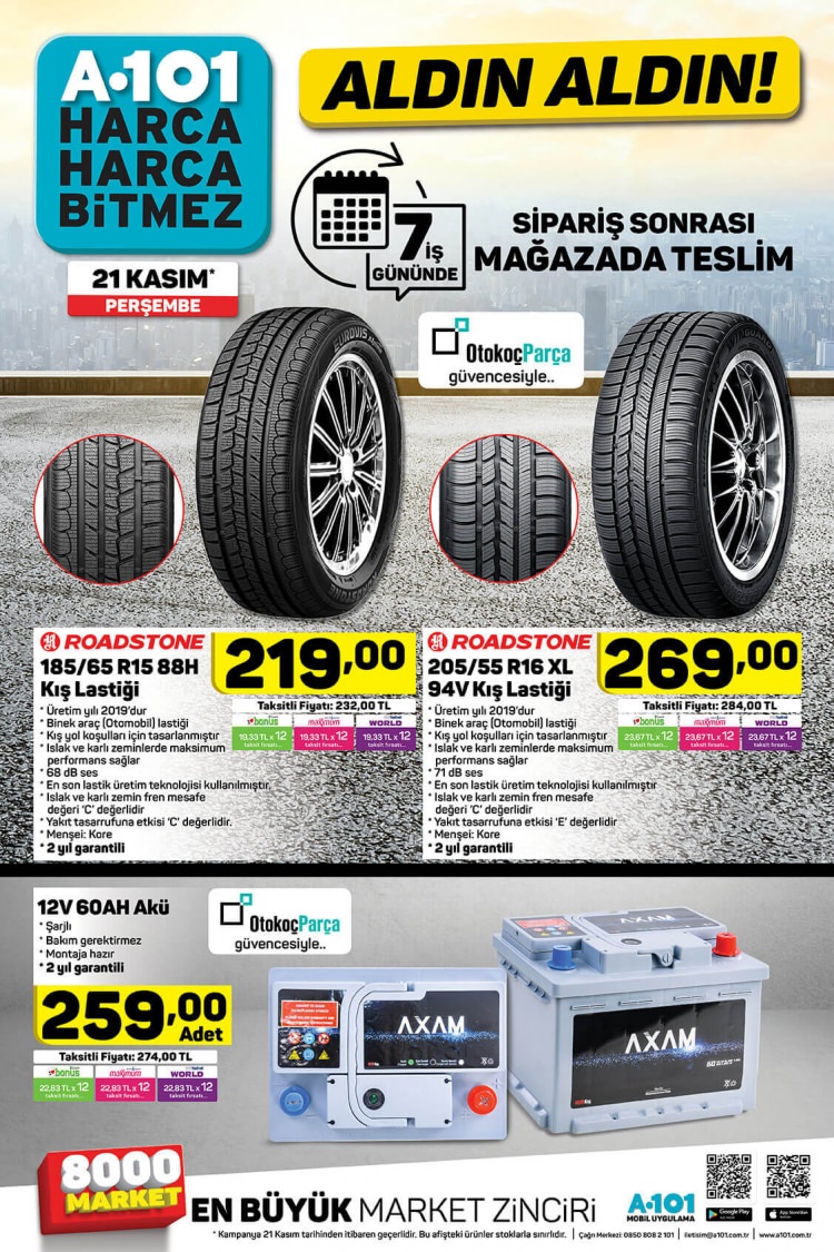 A101 21 Kasım aktüel indirimli ürünler kataloğu! 21 Kasım 2019 A101 telefon, kış lastiği (A101 aldın aldın! Bu hafta neler var)